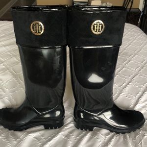 Tommy Hilfiger black rain boot.